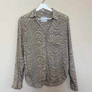 Rails Josephine Animal Print Top Zebra Semi Sheer Button Up Lightweight Rayon XS